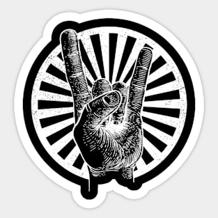 Rocker Devil Horns Hand Gesture Heavy Metal Rock Music Distressed Sticker